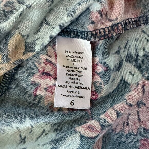 LuLaRoe Girls Floral Dress Size 6 Blue/Multicolor Polyester/Spandex - Picture 5 of 6